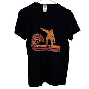 Gildan Softstyle Graphic Tee Black Size Small Retro Americana Star Distressed